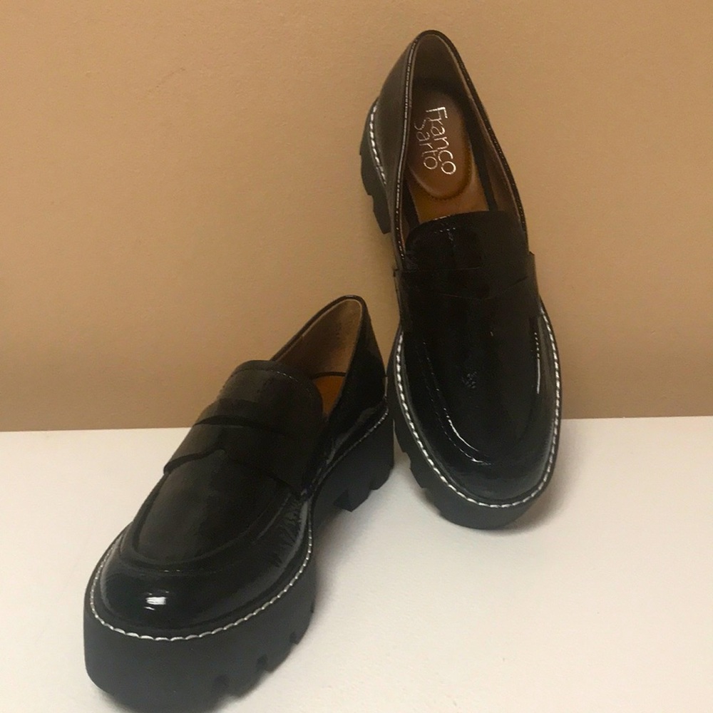 Franco Sarto Black Patent Loafers